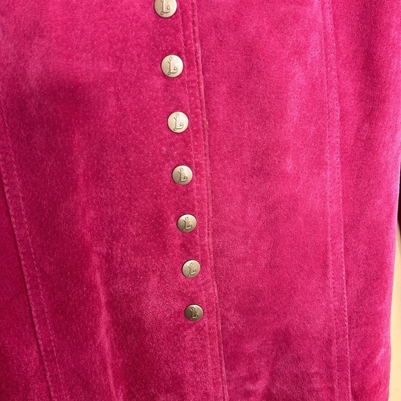 Vintage leather suede button up pink Barbie jacket Y2K - Picture 5 of 9
